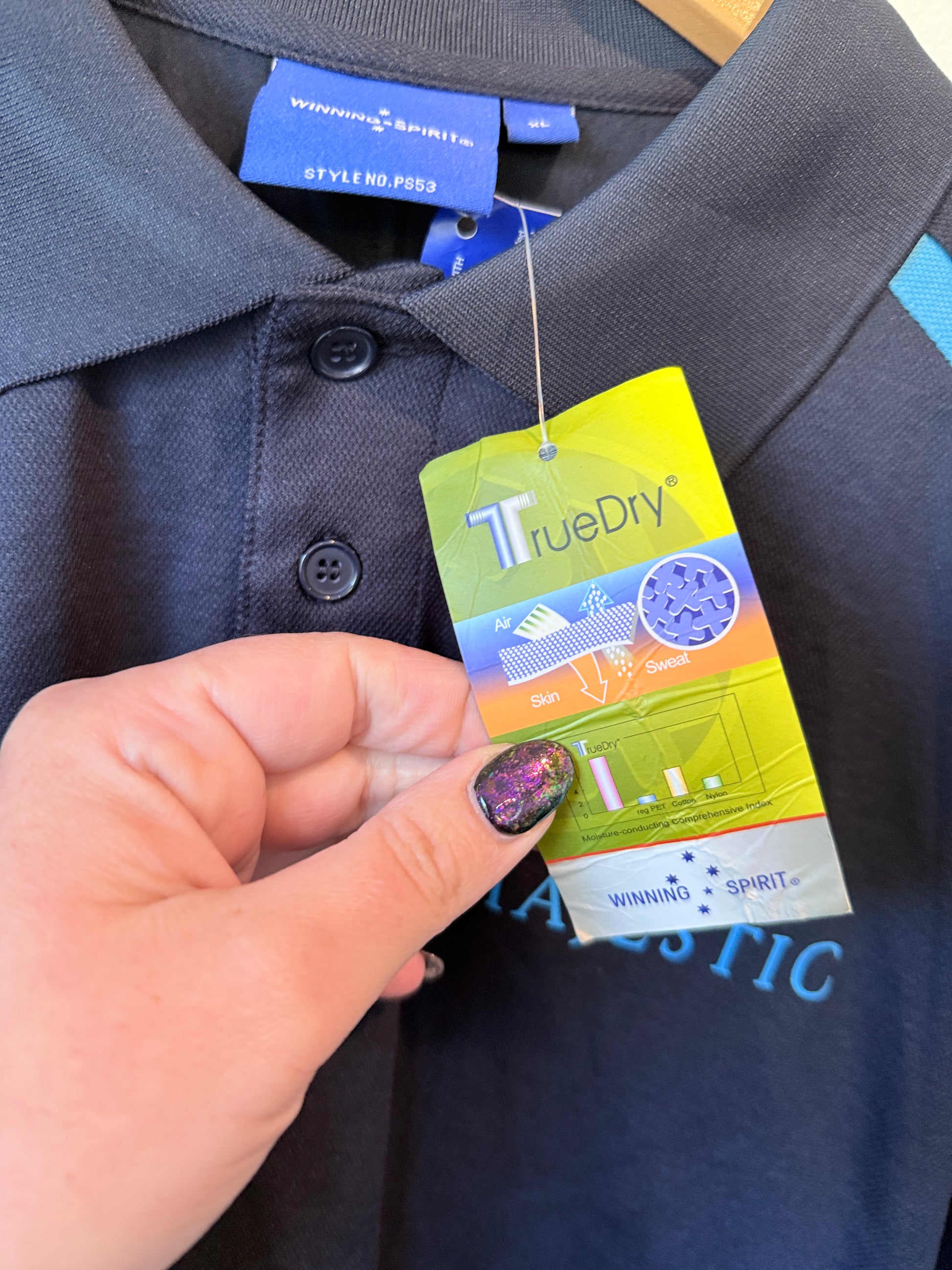 Winning Spirit Blue Polo Shirt Truedry Size XL — New