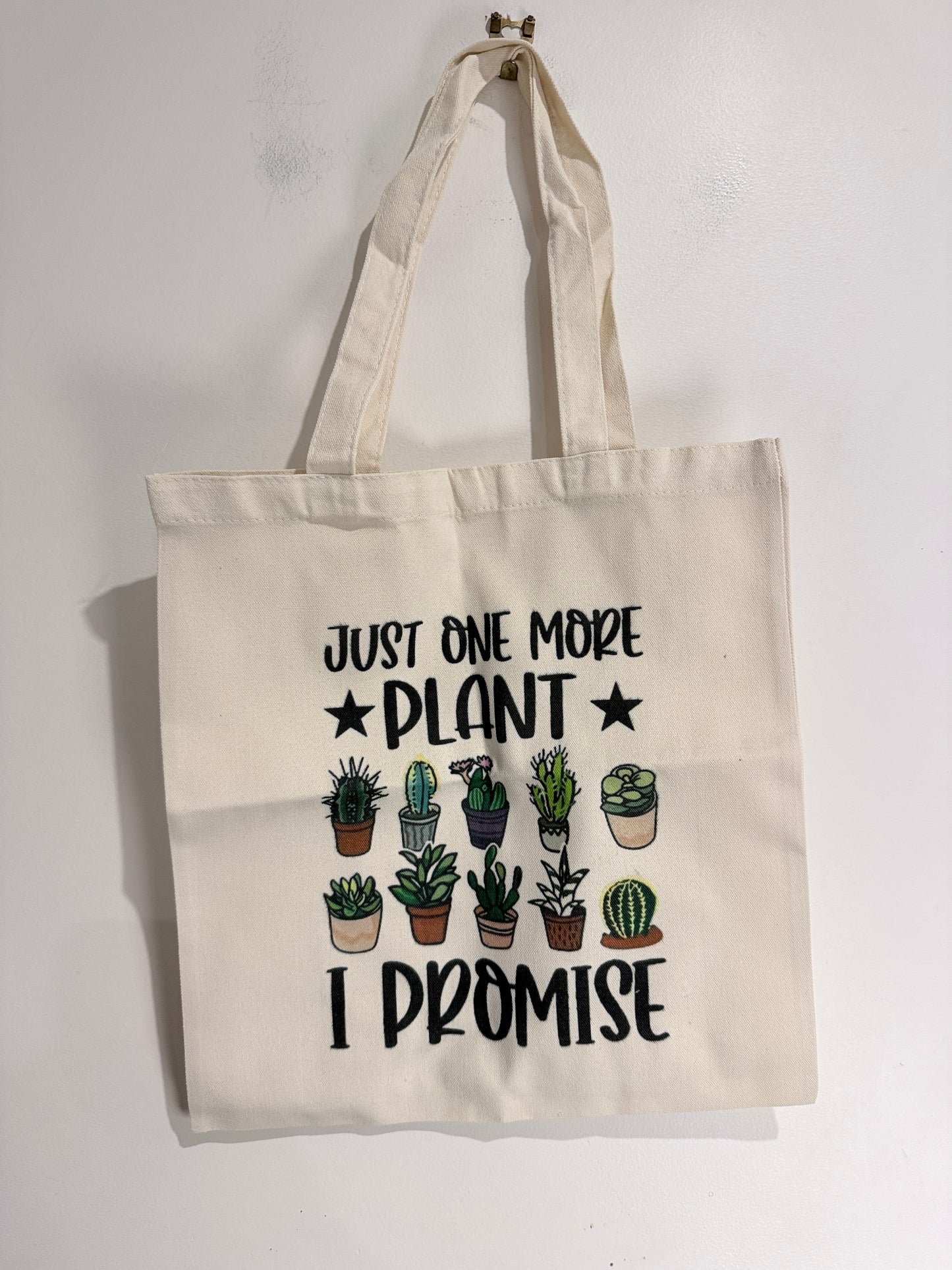 Just One More Plant Canvas Tote Bag Reusable Shopping Bag