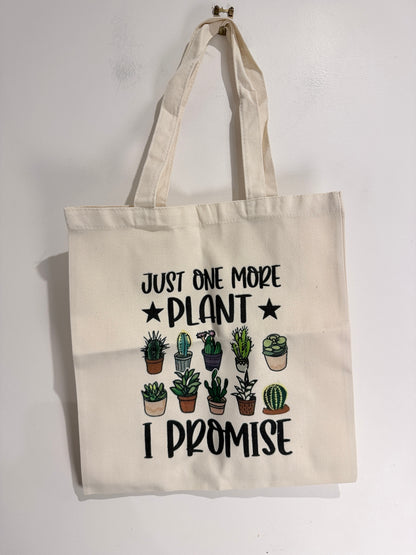 Just One More Plant Canvas Tote Bag Reusable Shopping Bag