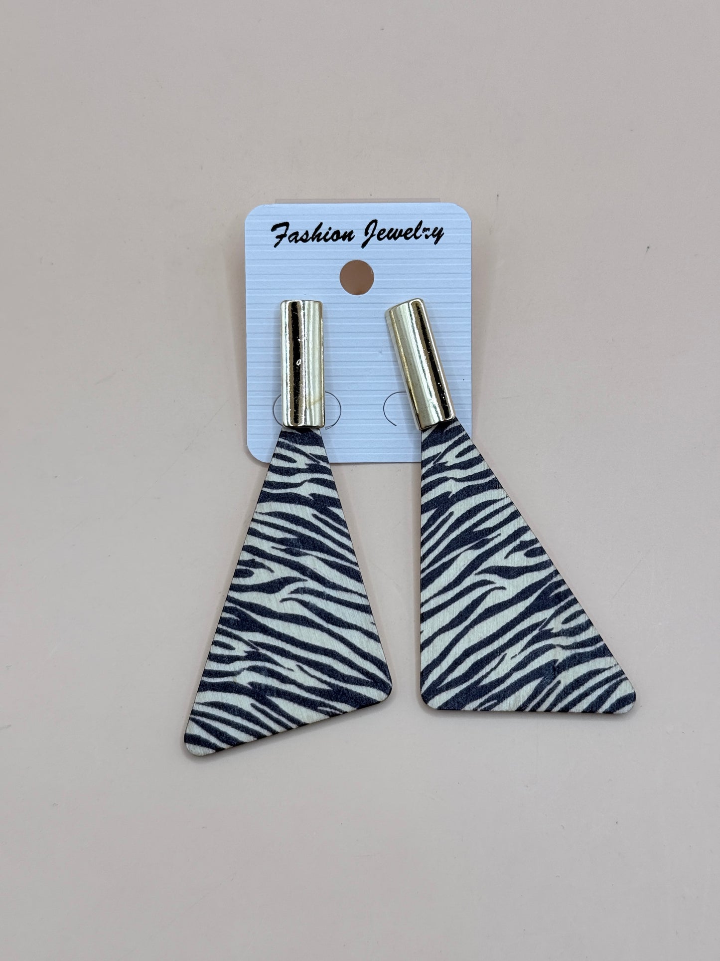 Zebra Print Triangle Drop Earrings Fashion Jewellery
