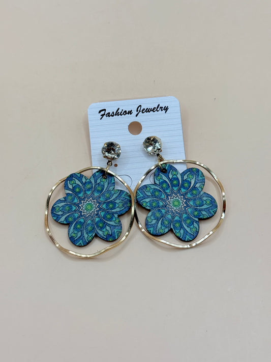 Blue Floral Drop Earrings Fashion Jewellery