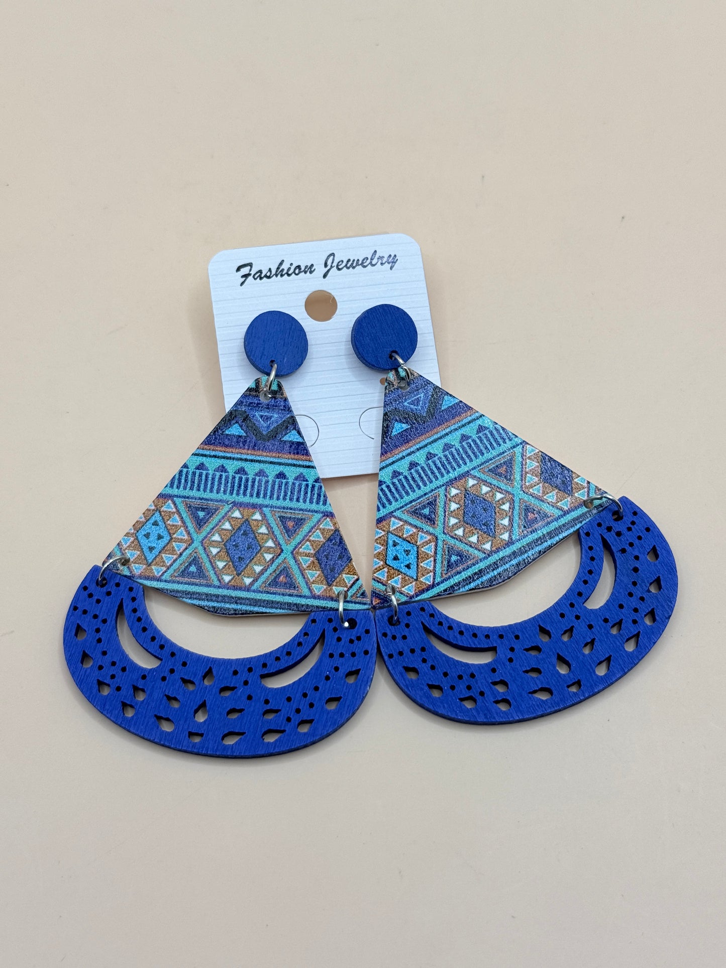 Blue Boho Geometric Statement Earrings Fashion Jewellery