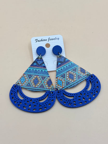 Blue Boho Geometric Statement Earrings Fashion Jewellery