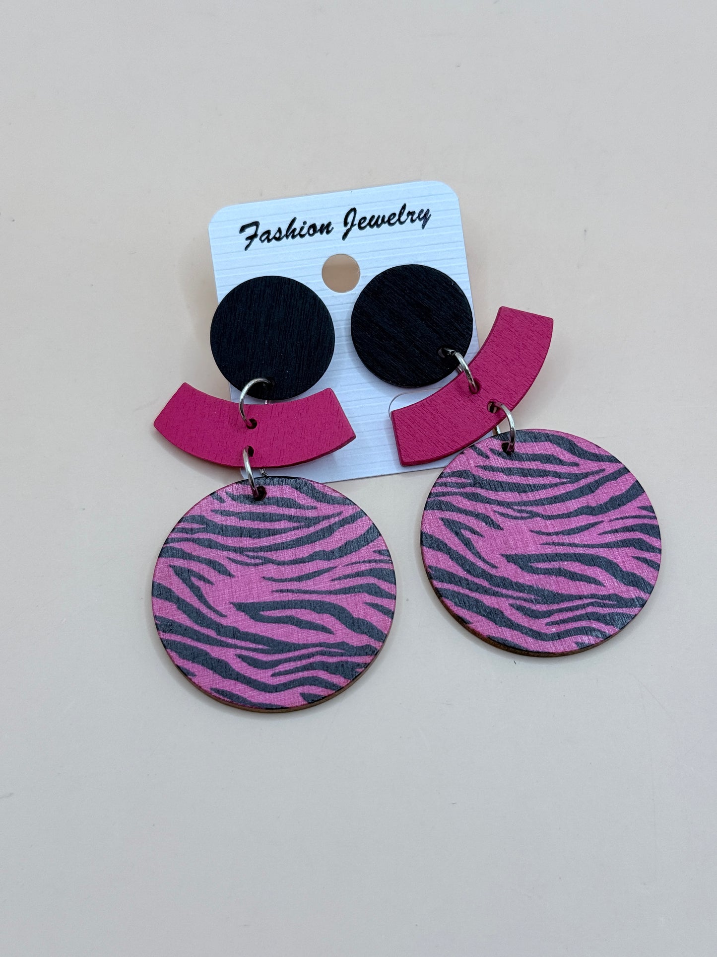 Pink Zebra Print Statement Drop Earrings Fashion Jewellery