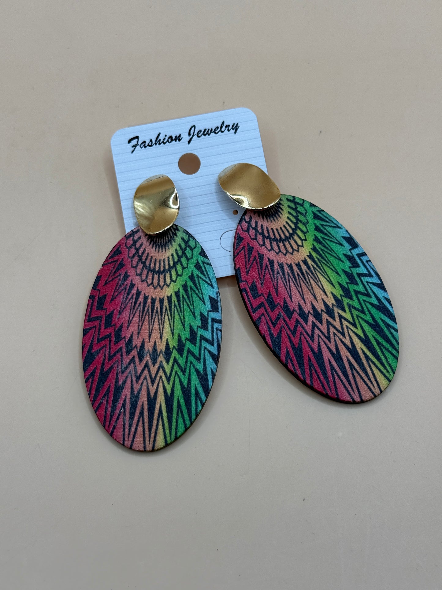 Multicolour Abstract Oval Statement Earrings