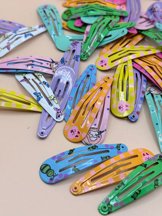 Mixed Colour Girls Snap Hair Clips Bundle