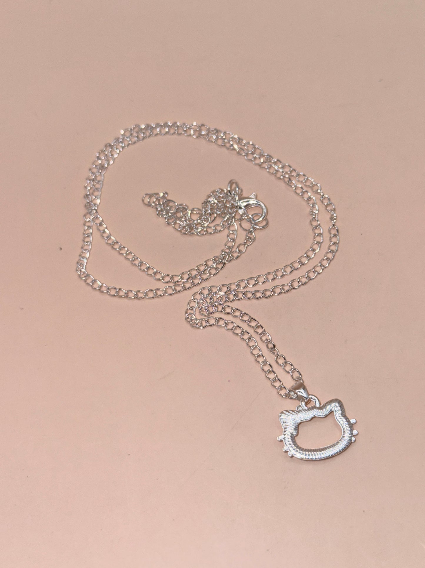 Silver Tone Hello Kitty Pendant Necklace