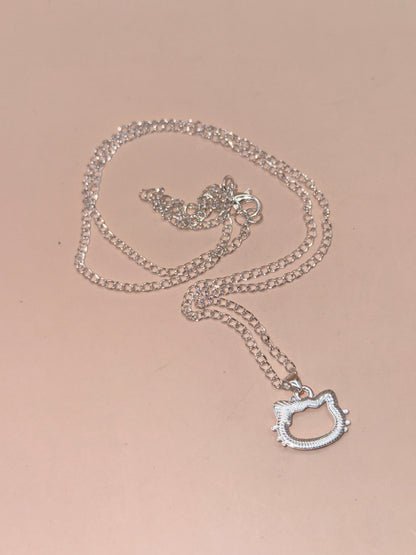 Silver Tone Hello Kitty Pendant Necklace