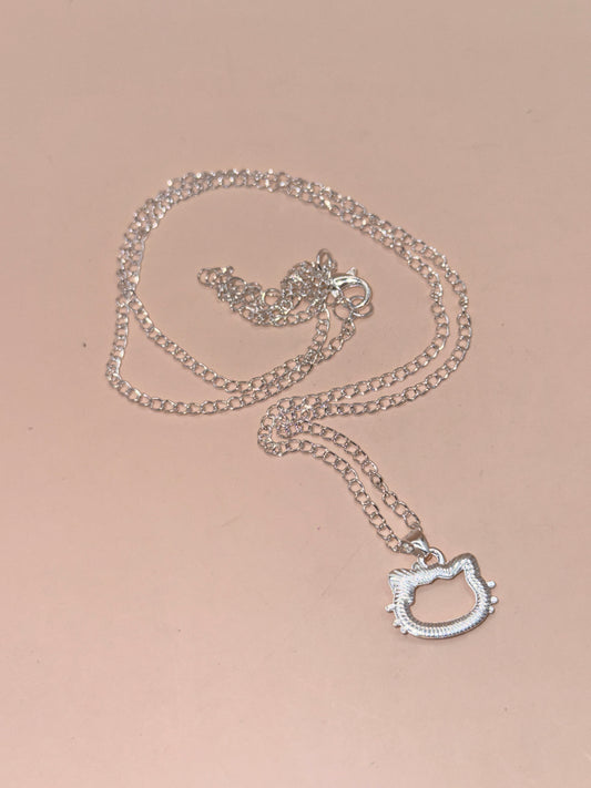 Silver Tone Hello Kitty Pendant Necklace