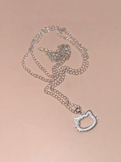Silver Tone Hello Kitty Pendant Necklace