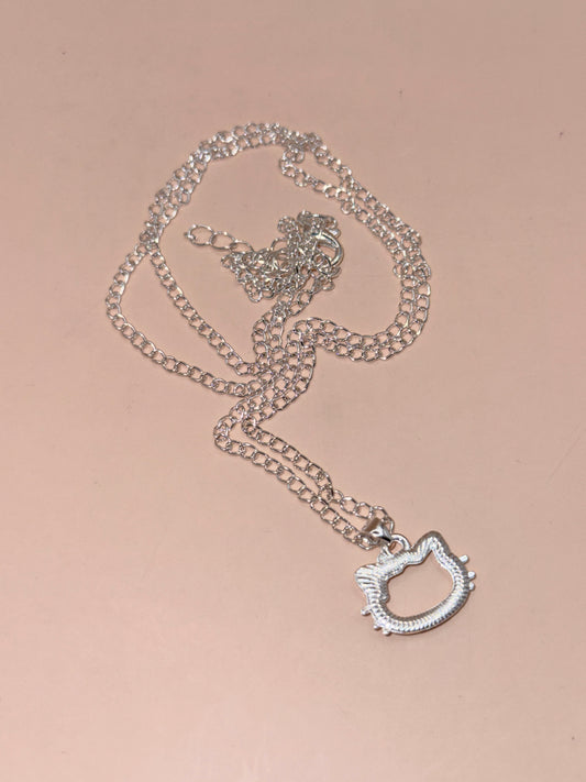 Silver Tone Hello Kitty Pendant Necklace