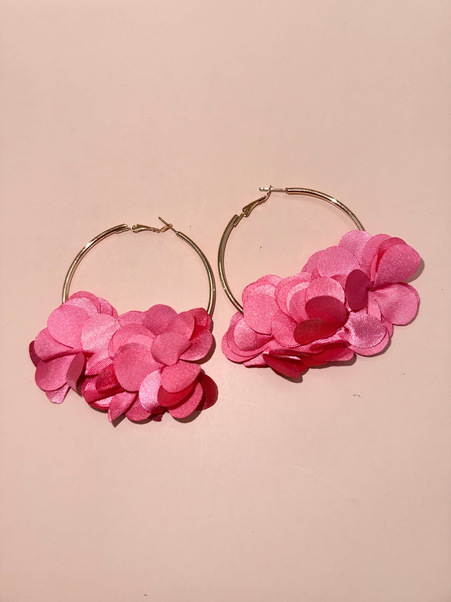 Pink Floral Hoop Earrings