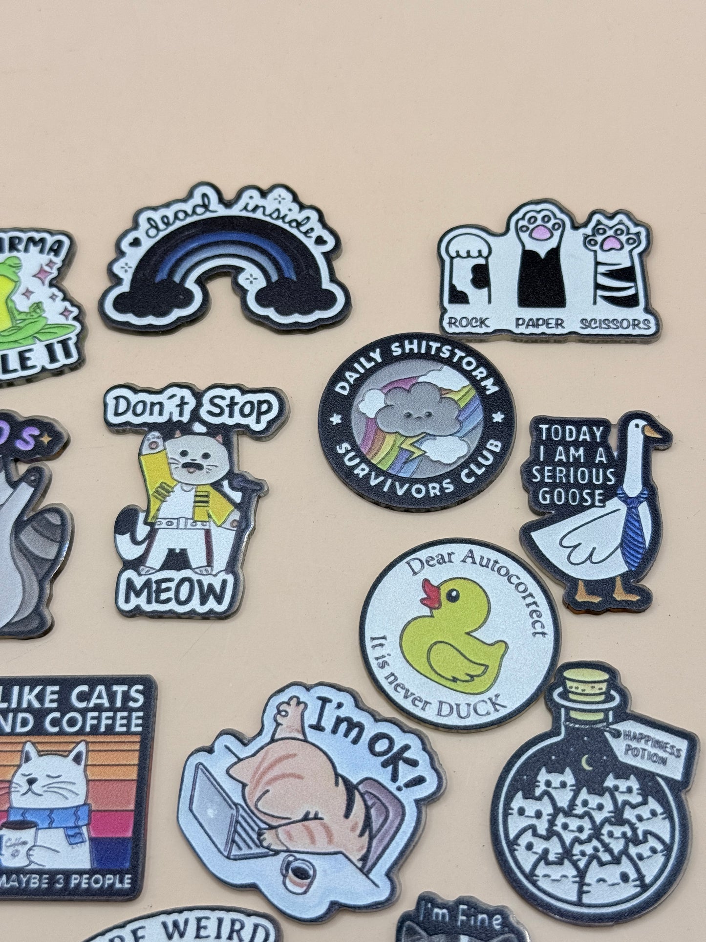 Assorted Meme & Animal Badge Pin Lot