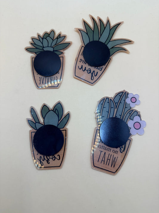 Inspirational Succulent Plant Wooden Magnet Set