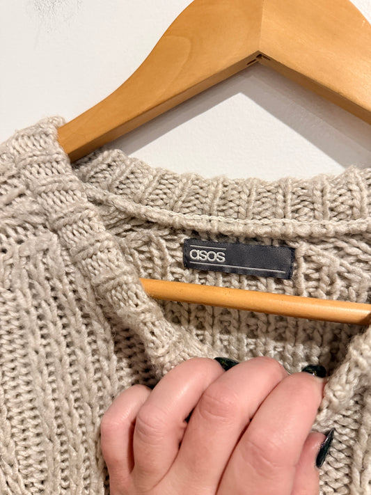 Asos Chunky Rib-stitch And Cable-knit Sweater Size U/Arm to U/Arm 46cm