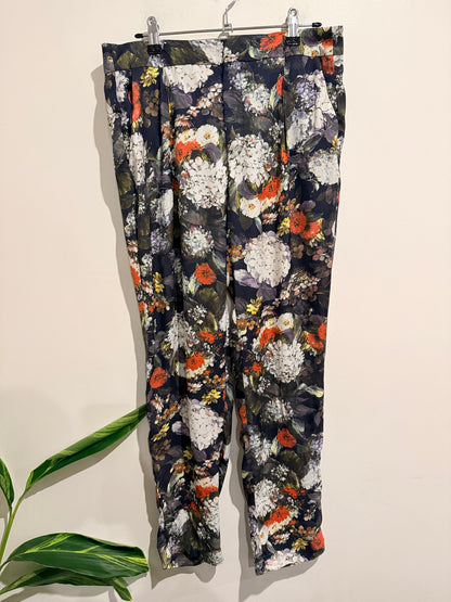 Multicoloured Floral Skinny Trousers Size Waist 80cm