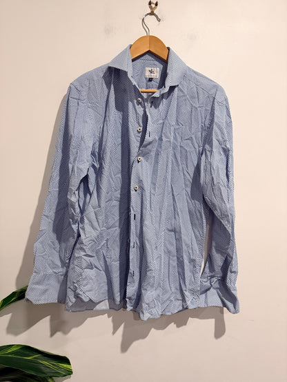3 Wise Men Long-sleeve Patterned Button-up Shirt Size 41