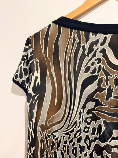 Nafnaf Animal Print V-neck Top Size L | U/Arm to U/Arm 46cm