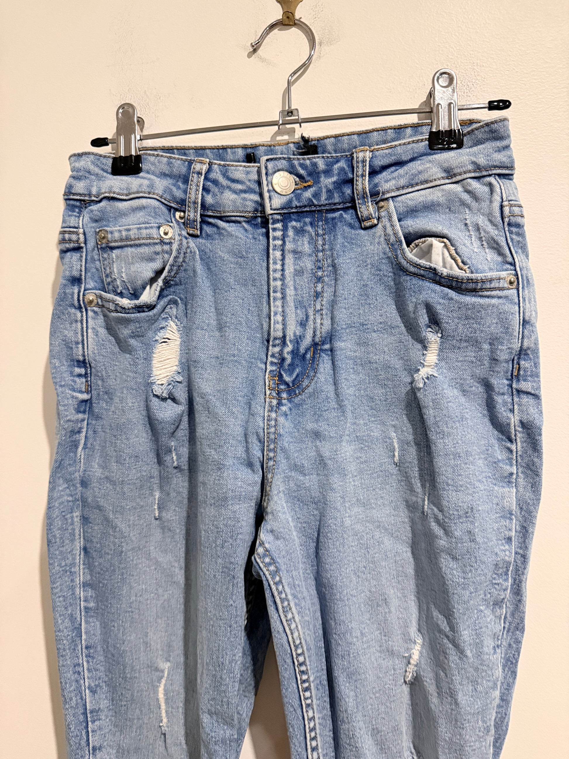 Distressed Straight-leg Jeans Size Waist 64cm