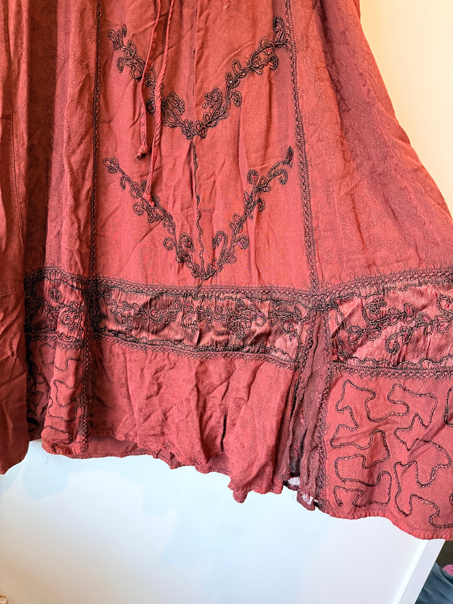 L.S.I Bohemian-style Embroidered Maxi Skirt Size L/XL