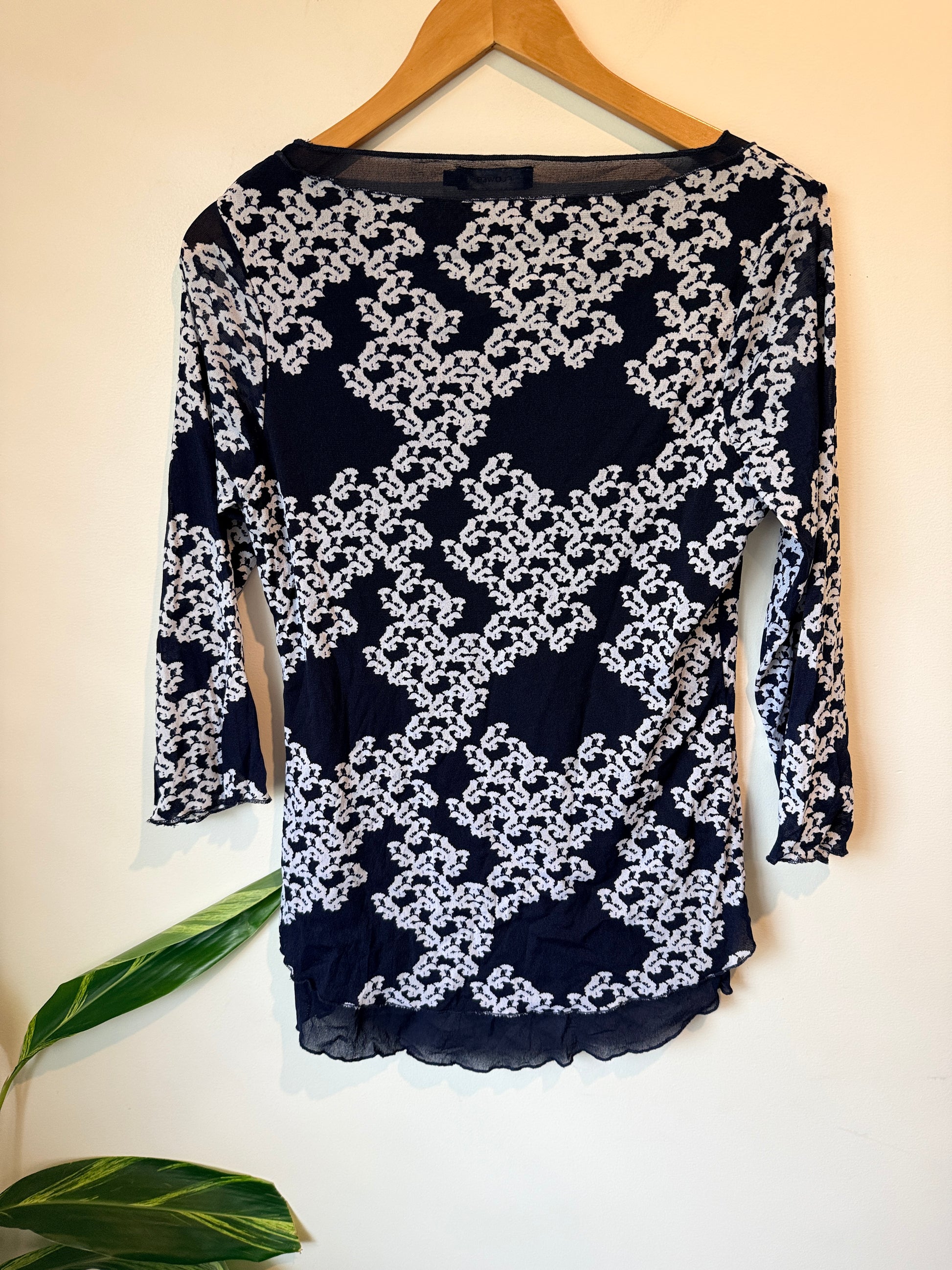 Flower Floral And Sheer Lace Top Size 12