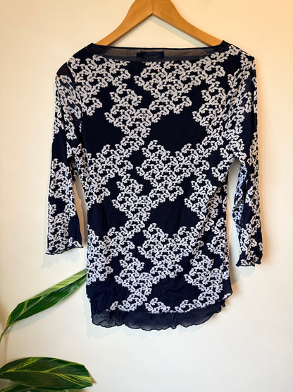 Flower Floral And Sheer Lace Top Size 12