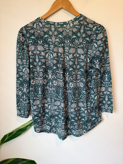 H & M V-neck Floral Peasant Blouse Size S