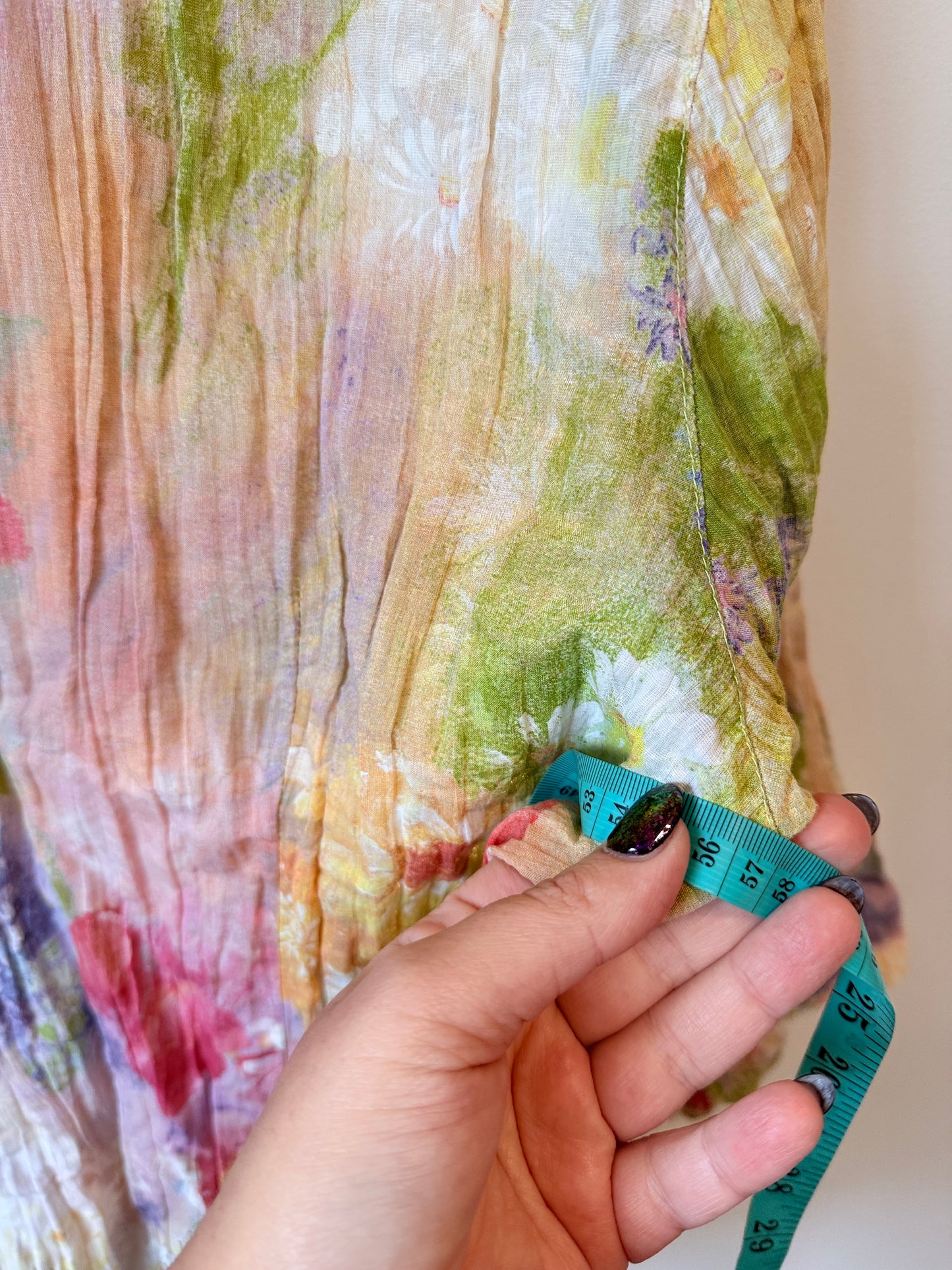 Parisian Sheer Floral Print Button-down Shirt Size U/Arm to U/Arm 57cm