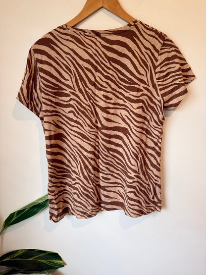 Pep & Co Zebra-print Short-sleeve Top Size L | UK/IRL 16-18 | U/Arm to U/Arm 53cm