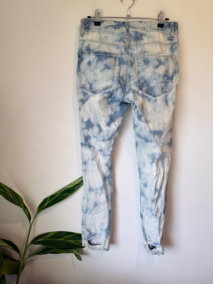Forever 21 Men Skinny Acid-wash Distressed Denim Jeans Size 29