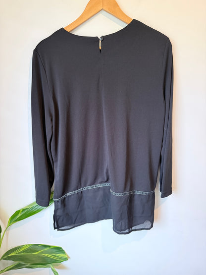 Concept Chiffon Hem Long-sleeve Top Size 12