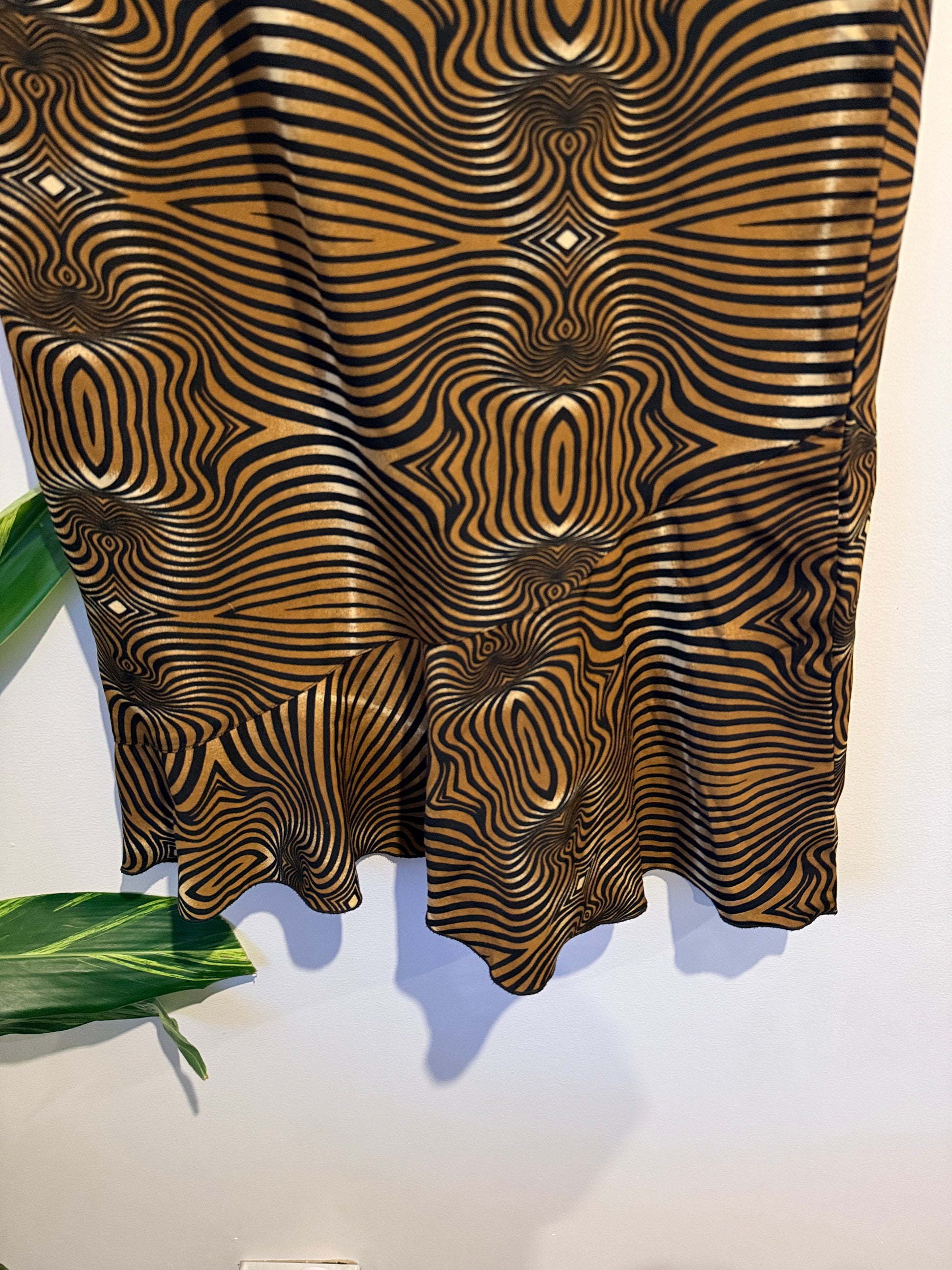 Brand Unknown Ruffled Hem Zebra Print Maxi Skirt Size 5 | Waist 70cm
