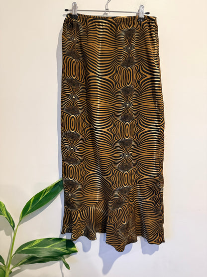 Brand Unknown Ruffled Hem Zebra Print Maxi Skirt Size 5 | Waist 70cm
