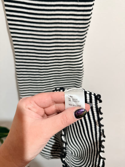 Mirrou Striped Fitted Midi Dress Size S