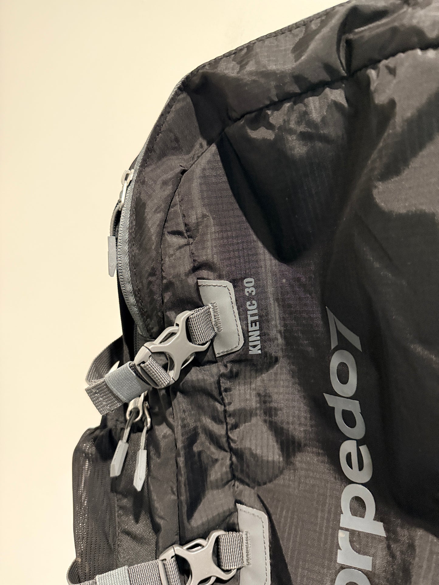 Torpedo7 Black Nylon Outdoor Hiking Backpack