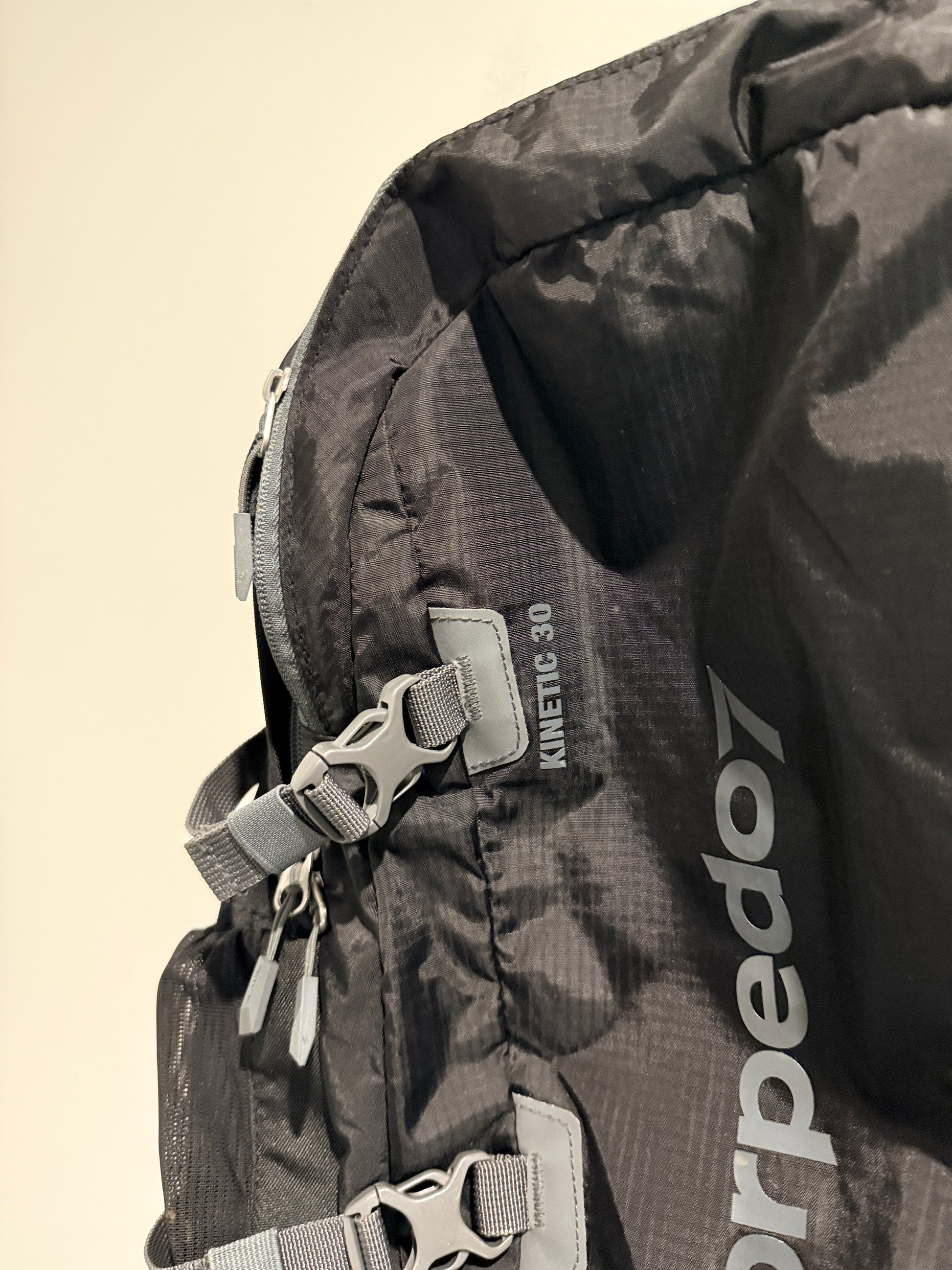 Torpedo7 Black Nylon Outdoor Hiking Backpack