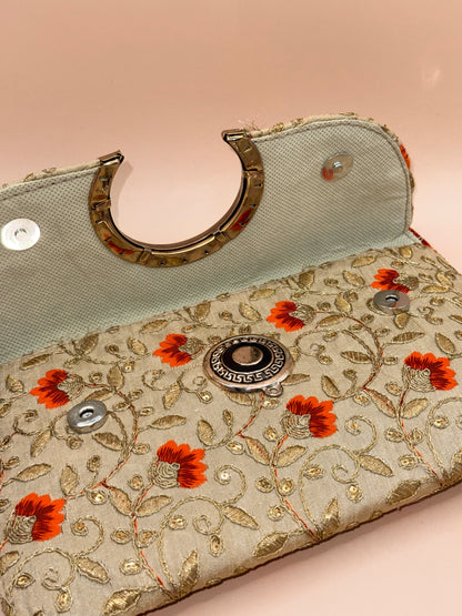Sanskriti Art World Rajasthani Jaipuri Ethnic Embroidered Clutch