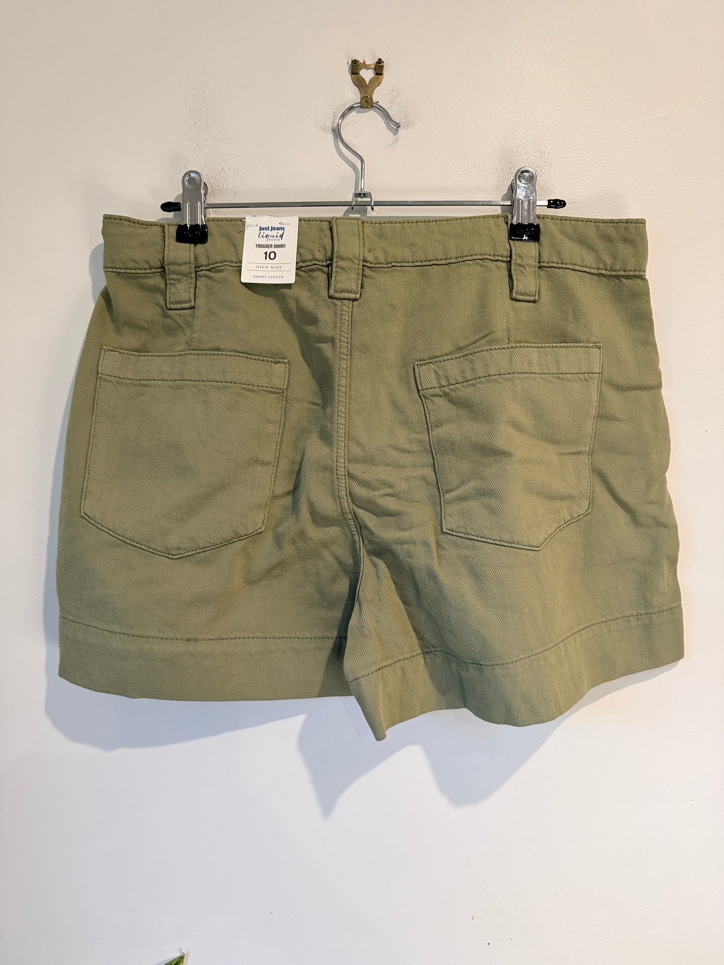 Just Jeans Liquid Denim High Rise Shorts Khaki Slim Fit
