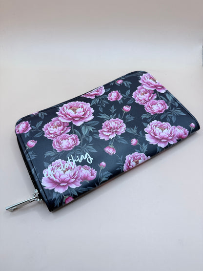 ETC Floral Zip Around Purse / Wallet – Pink Peony Design