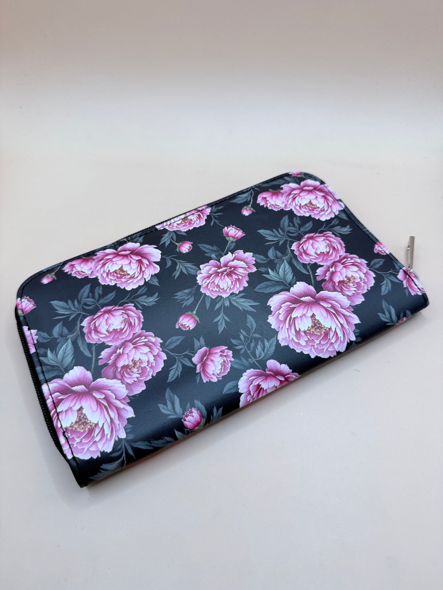 ETC Floral Zip Around Purse / Wallet – Pink Peony Design