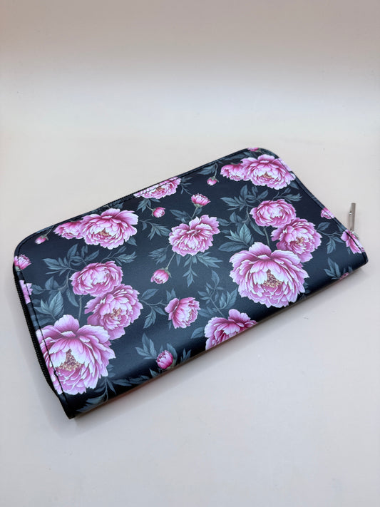 ETC Floral Zip Around Purse / Wallet – Pink Peony Design