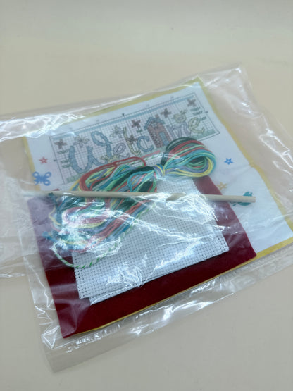Welcome Sign Cross Stitch Kit – “Welcome” Hanging Decoration Craft Set