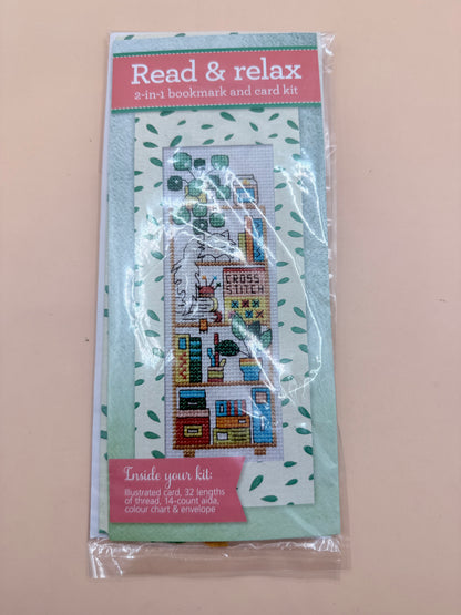 Read & Relax 2-in-1 Bookmark and Card Kit – Cross Stitch Craft Set