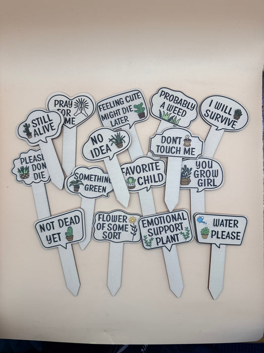 Funny Plant Pot Signs Set