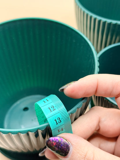 Ribbed Plant Pot Set with Saucers