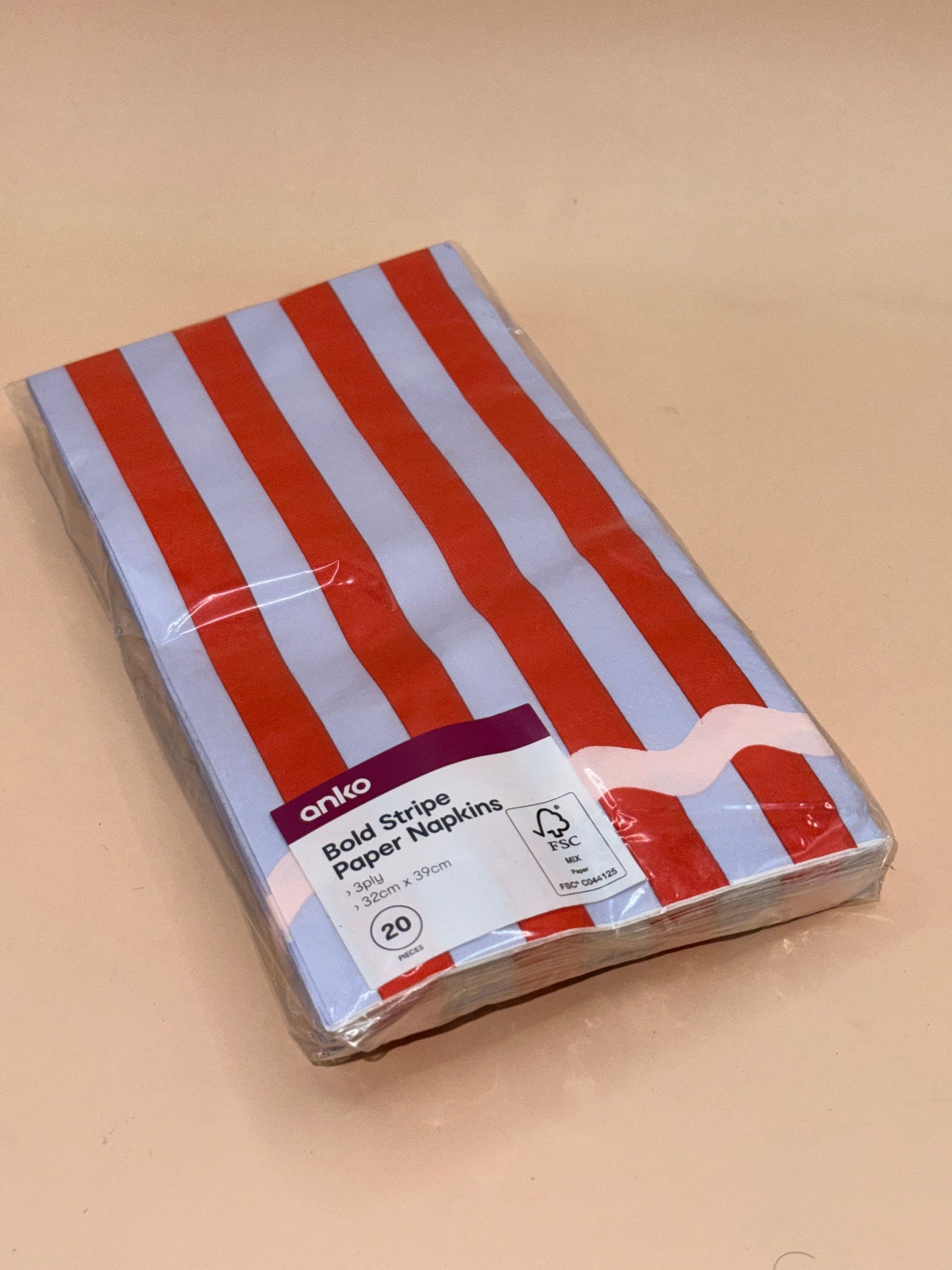 Anko Bold Stripe Paper Napkins 20 Pack