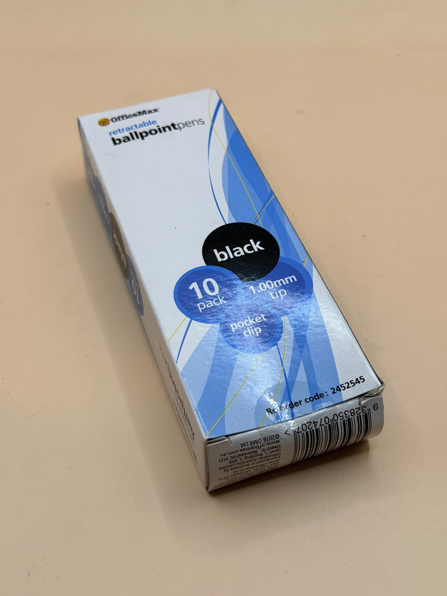 OfficeMax Retractable Ballpoint Pens 10 Pack Black Ink