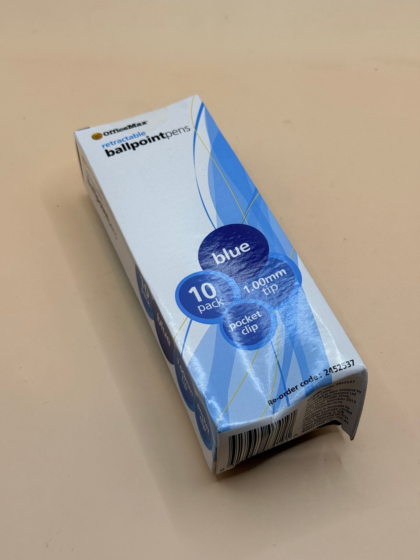 OfficeMax Retractable Ballpoint Pens 10 Pack Blue Ink