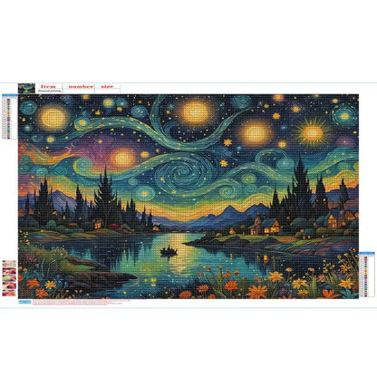 30x40cm Starry Night Lake Diamond Art Kit
