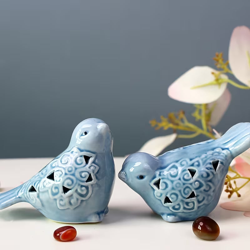 Blue Ceramic Bird Ornaments